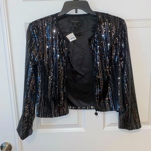 Christian Siriano Sequin Evening Jacket & Coat| Color: Black/Silver | Size: L